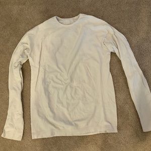 Athleta girl white Power Up Top (long sleeved tech shirt)